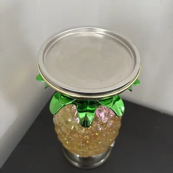 Bath & Body WORKS Pineapple Water Globe 3 Wick Candle Holder Lights Up 2022 - Picture 3 of 8